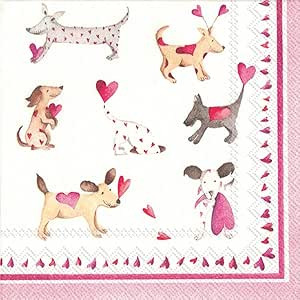 Boston International IHR 3-Ply Paper Napkins, 20-Count Cocktail Size, Love Heart Dogs | Amazon (US)