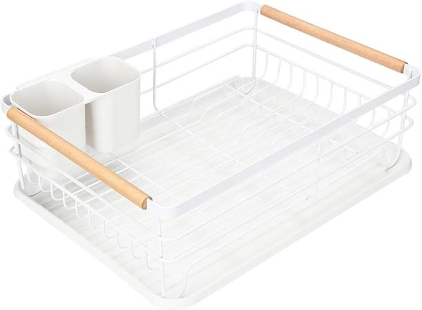Amazon.com: Modern Wood Handle Dish Rack and Drain Board, Attom Tech Home 16.5" x 12" x 5.5" Kitc... | Amazon (US)