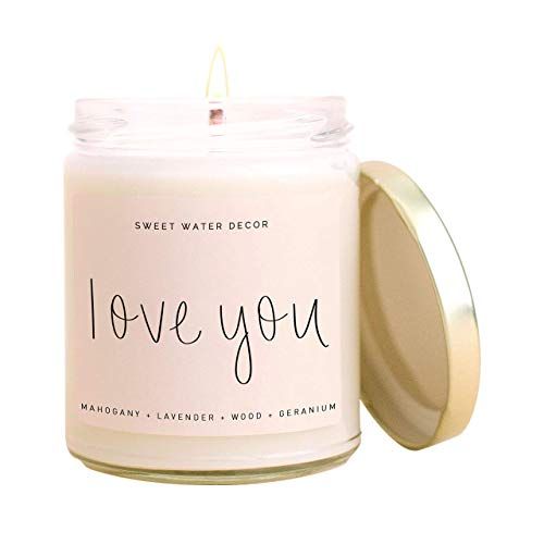 Amazon.com: Sweet Water Decor, Love You Candle | Mahogany Teakwood Scented Soy Wax Candle for Hom... | Amazon (US)