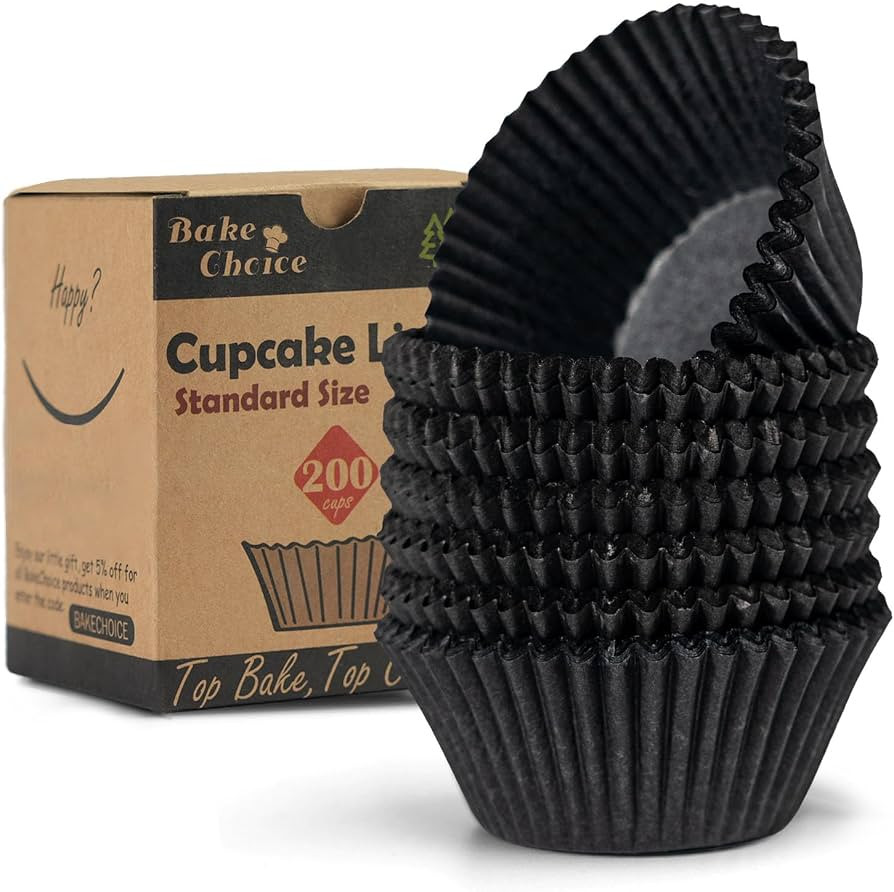 Amazon.com: Bake Choice 200pcs Standard Black cupcake liners for baking,food grade cupcake wrappe... | Amazon (US)