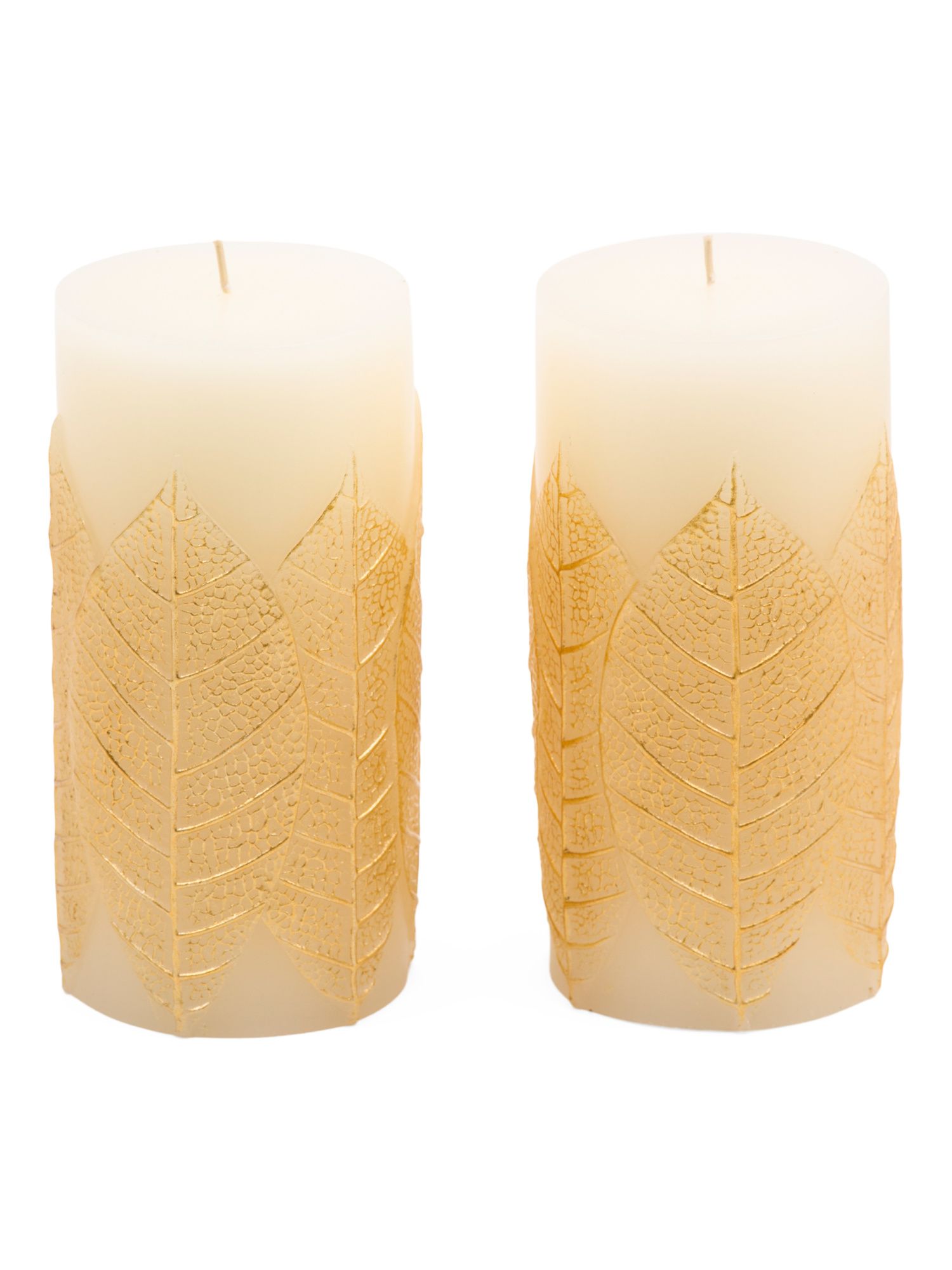 6in Pillar Candle With Embossed Leaves | TJ Maxx