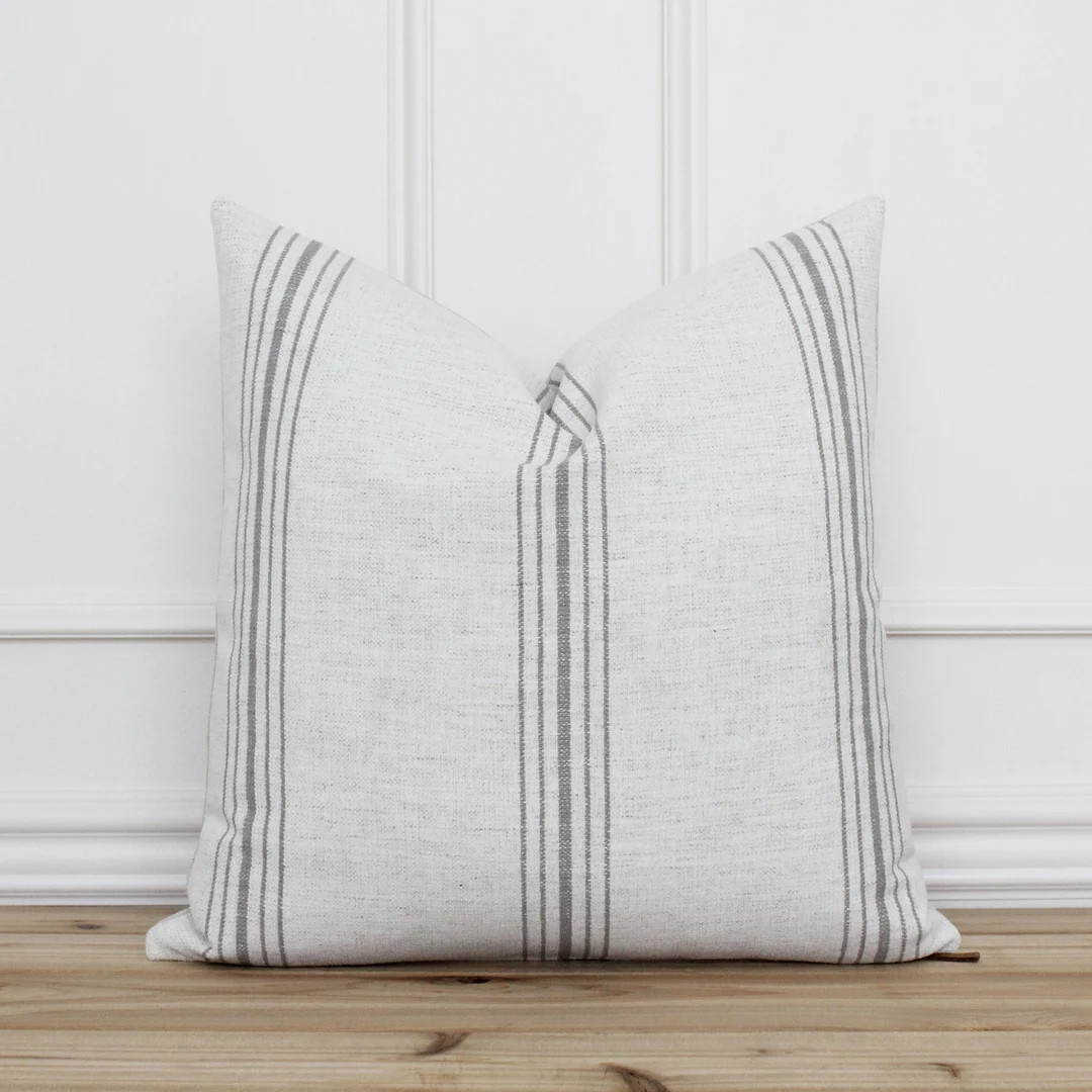 Decorative Pillow Cover With Gray Stripes Gray Grain Stripe Pillow Designer Cushion Cover Neutral... | Etsy (US)