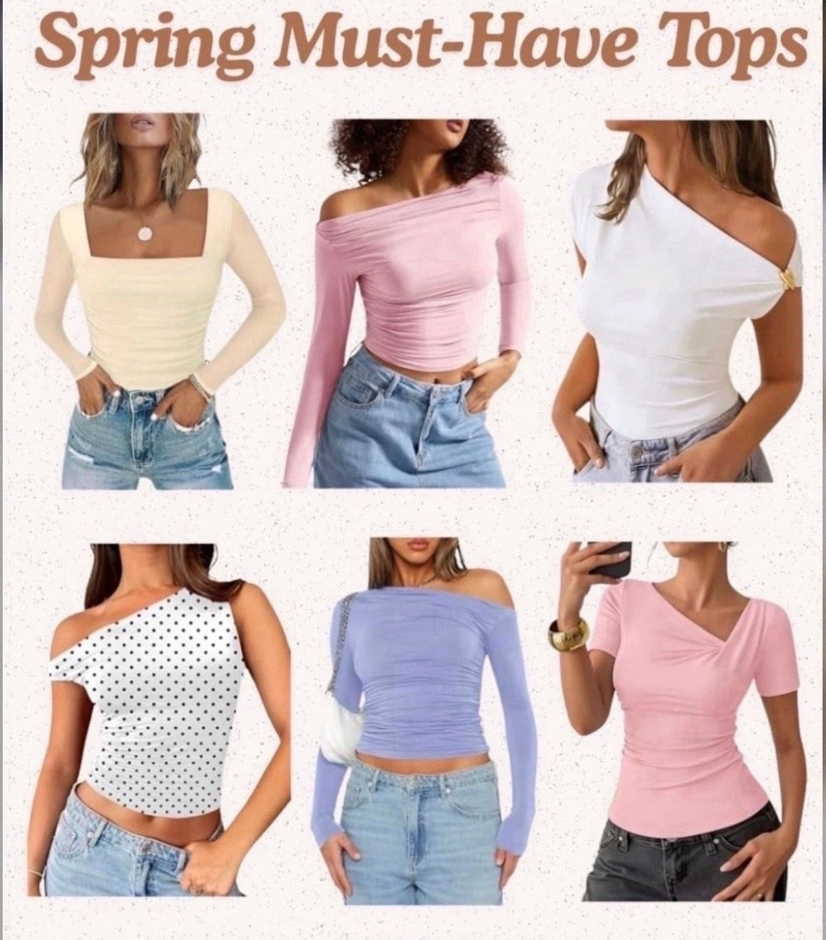 Spring tops
Short sleeve tops
Long sleeve tops
Pastel tone tops
Going out tops
#goingouttop #springtops #capsule #springfashion #springstyle