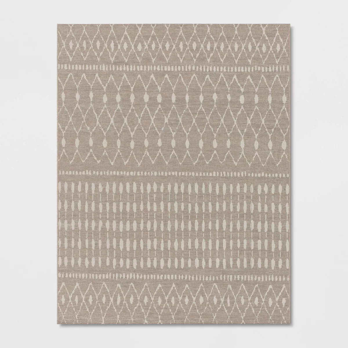 6'7"x9' Neutral Moroccan Rectangular Woven Indoor Outdoor Area Rug Cream - Threshold™: UV & Sta... | Target