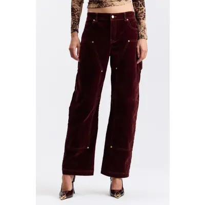 Avec Les Filles Barrel Leg Velvet Cargo Pants in Brandy at Nordstrom, Size 26 | Nordstrom