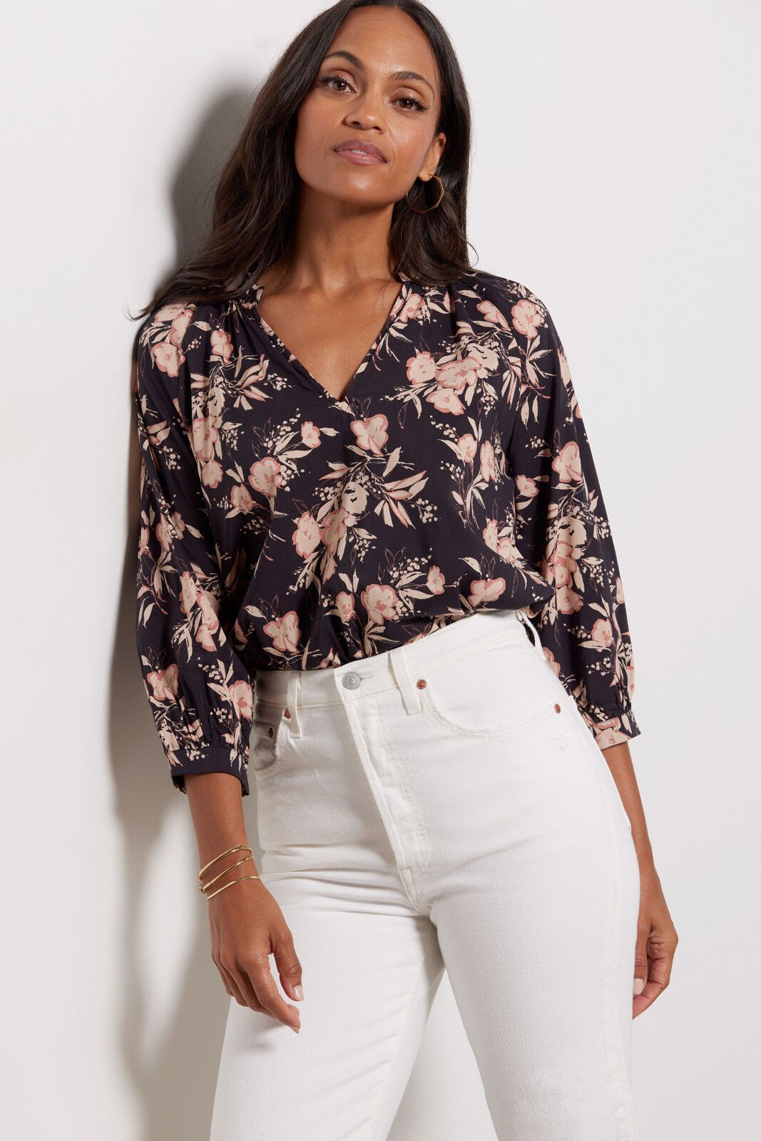 Stella Ruffle Floral Top | EVEREVE