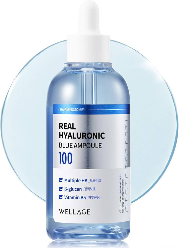 WELLAGE Real Hyaluronic Blue Ampoule 100, Fragrance Free Hyaluronic Acid Ampoule, Hydrating Non S... | Amazon (US)