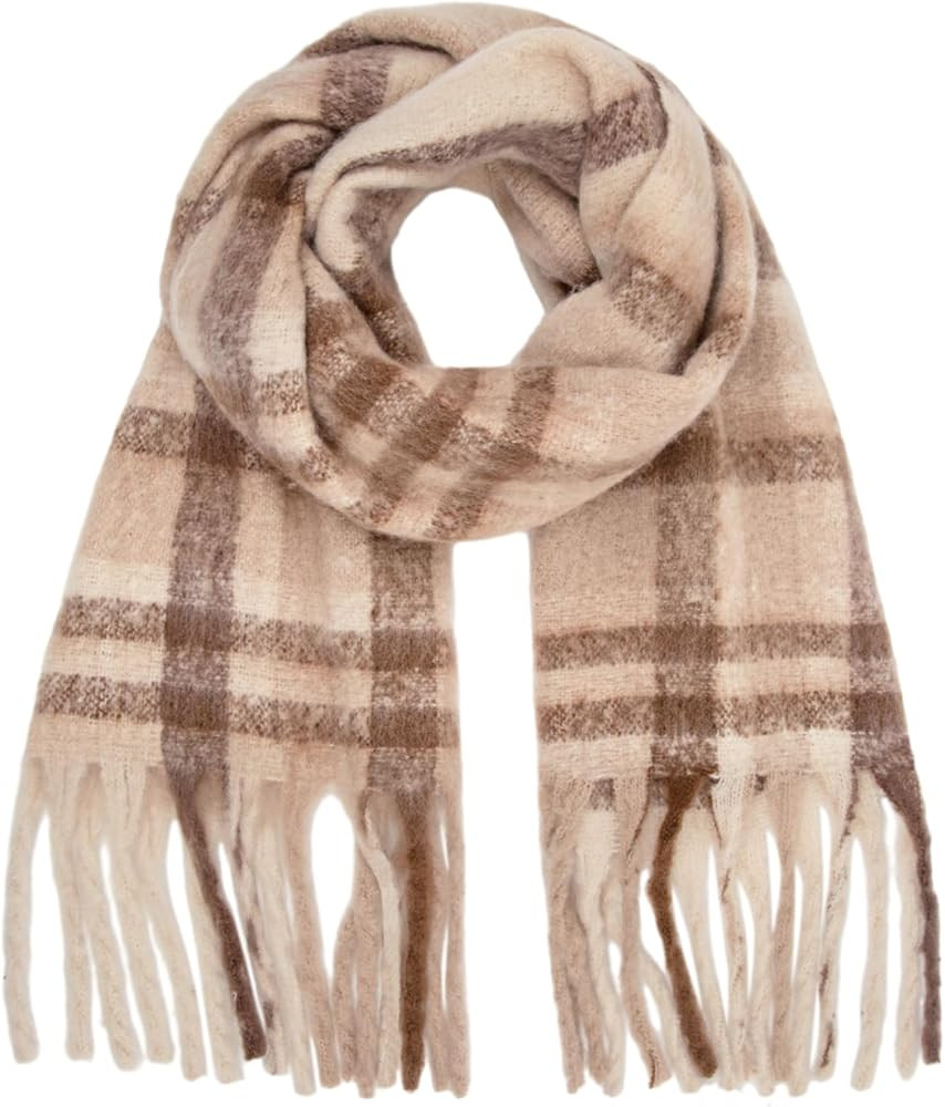 Womens Scarf Winter Big Colorful Checked Thick Warm Soft Scarves Casual Tassel Blanket Scarf | Amazon (US)