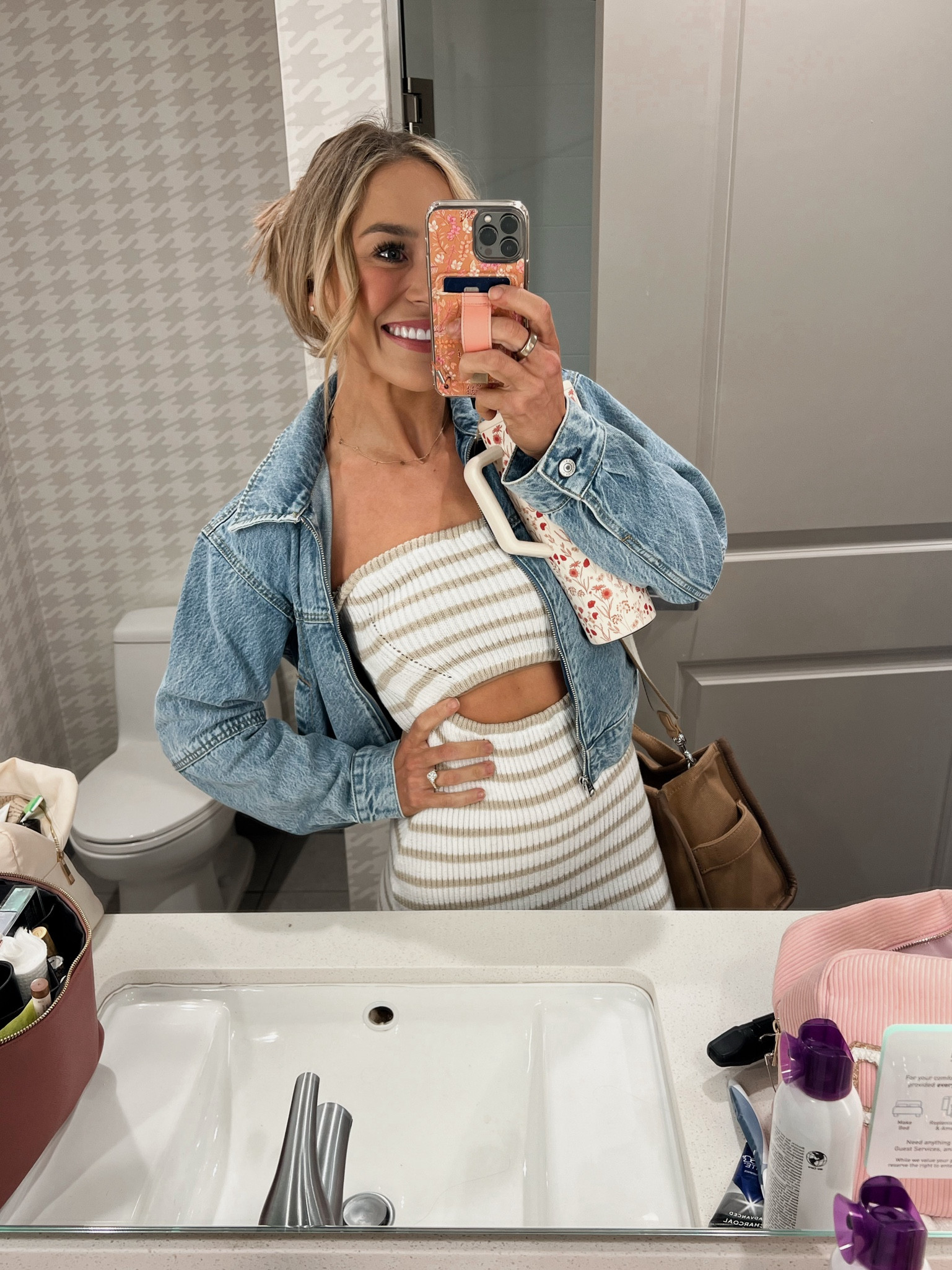 Bridal dress fit🥹 Sweater dress from Amazon is a S, Abercrombie zip Jean jacket (on sale) a S, and tts Steve Madden sandals! 🤎 let’s find a dress! 

Spring outfit inspo / midi dress / casual / cute / Holley Gabrielle 

#LTKSeasonal #LTKfindsunder50 #LTKSpringSale