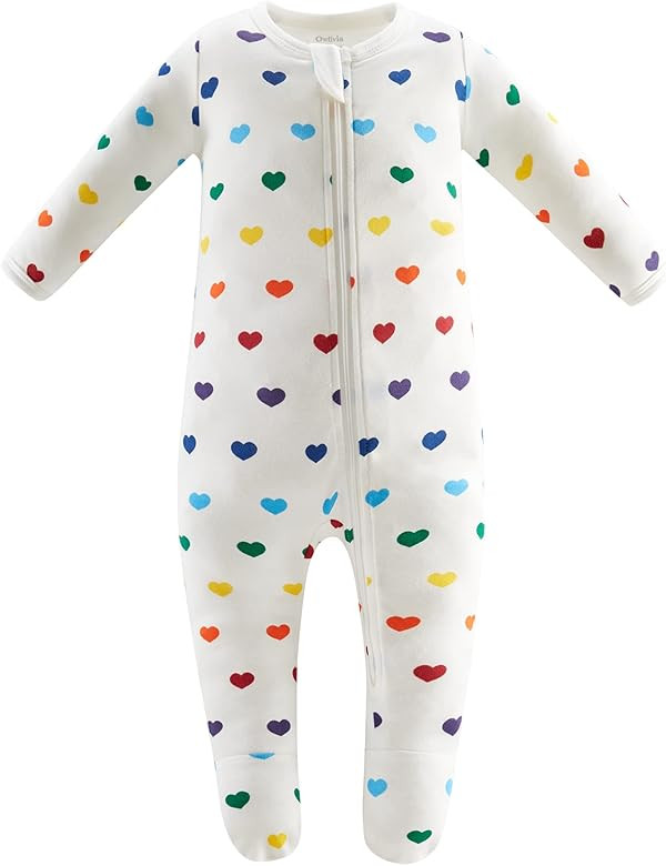 Owlivia Organic Cotton Baby Pajamas, Boys Girls Zip Front Sleep 'N Play Pjs, Footed Sleeper, Long... | Amazon (US)