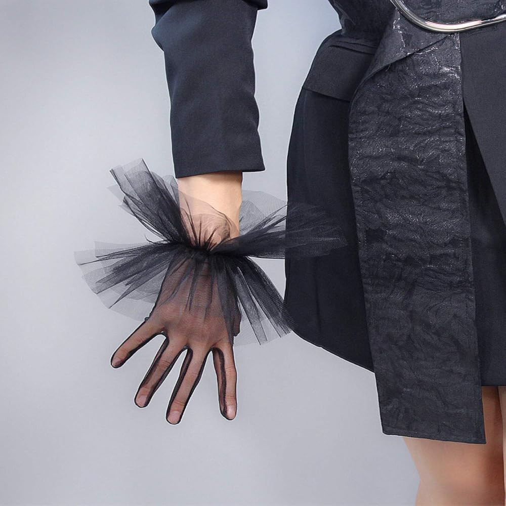 DooWay Women Girls Fashion Sheer Gloves Ruffle Trimmed Tulle TECH Touchscreen Dressy Gloves | Amazon (US)