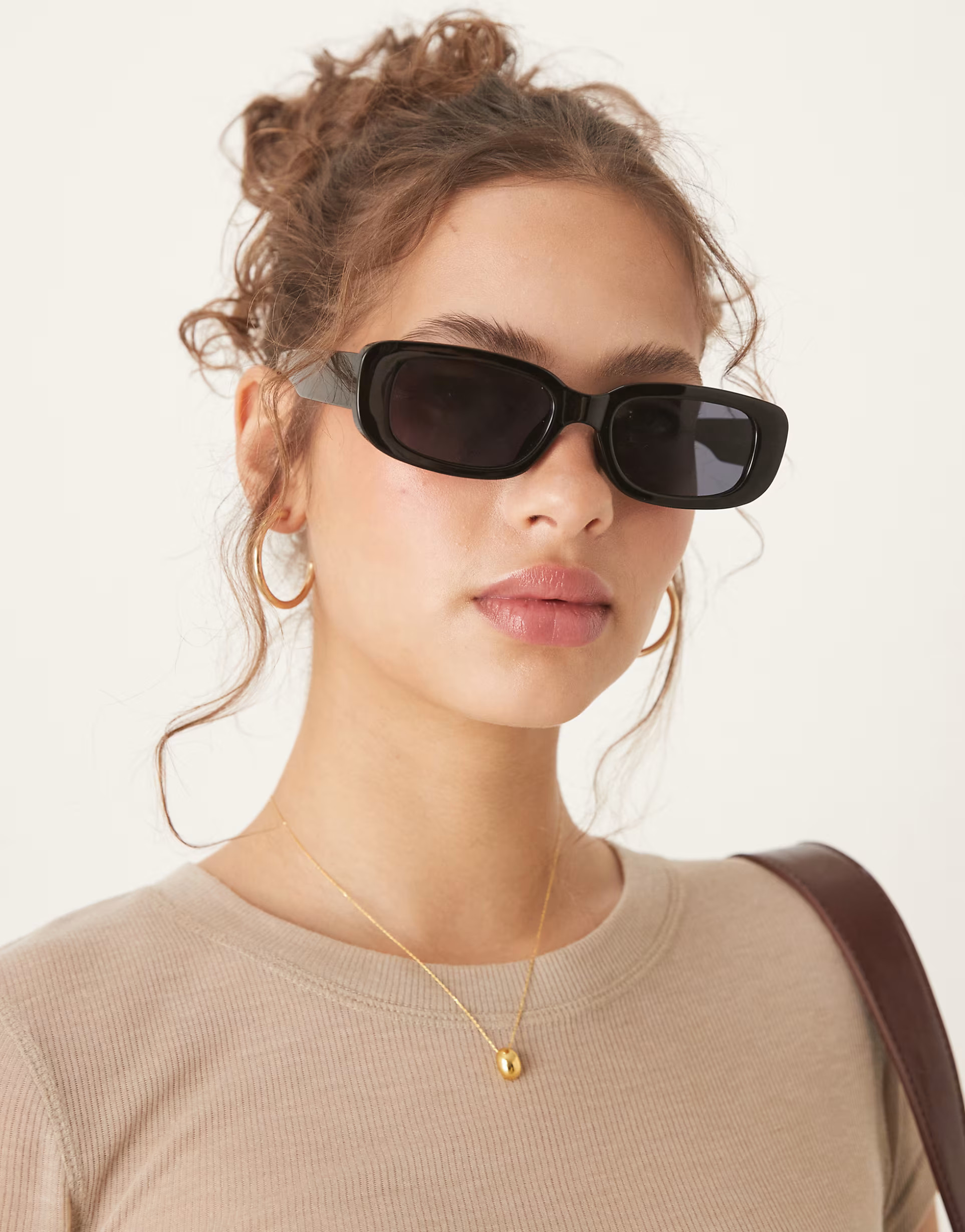 ASOS DESIGN mid square sunglasses in black | ASOS (Global)
