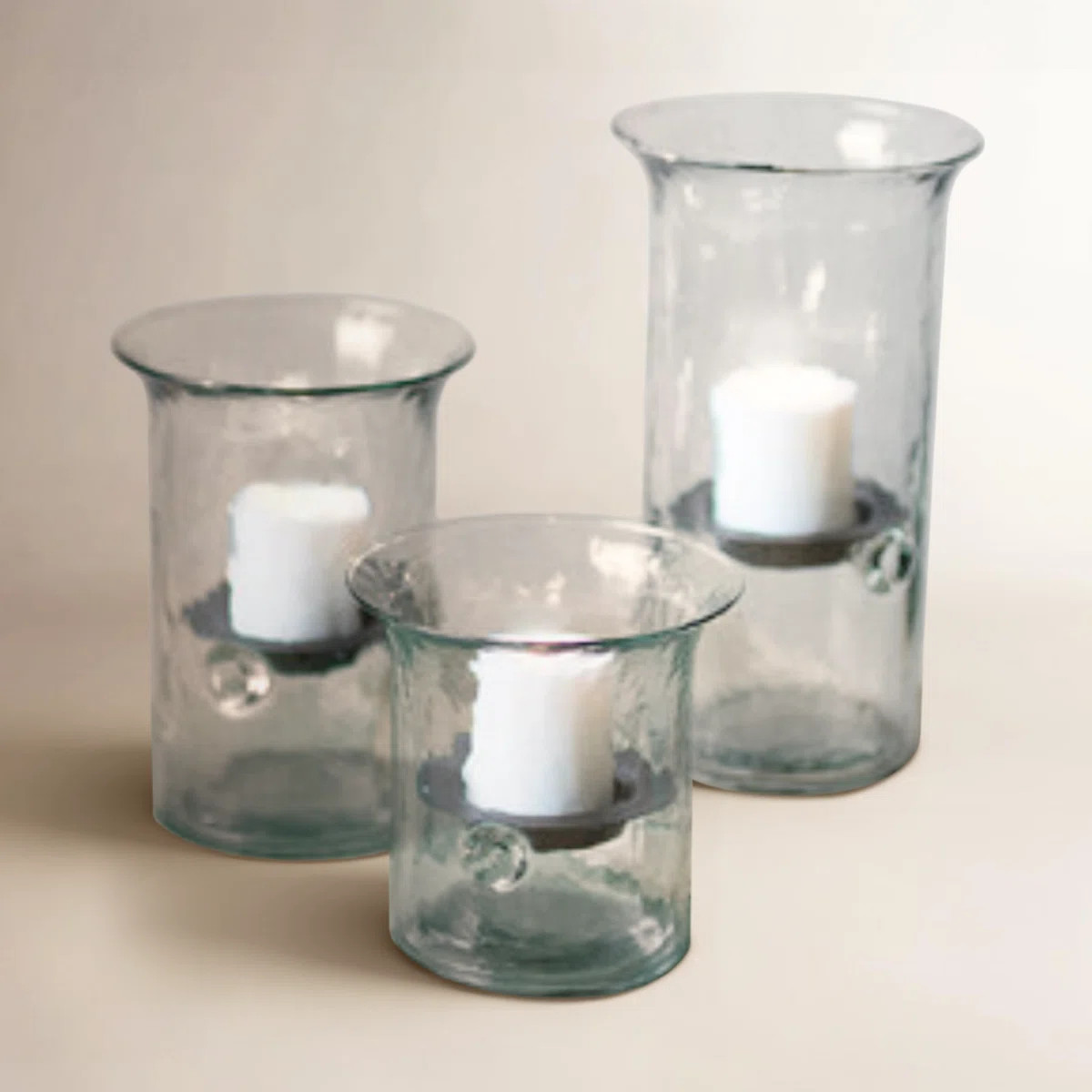 Clear Recycled Glass Votive Holders \u2013 4" Tall Cylinders Set of 3 | Wayfair North America