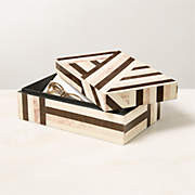 Finn Black and White Resin Storage Box Large – Large | CB2