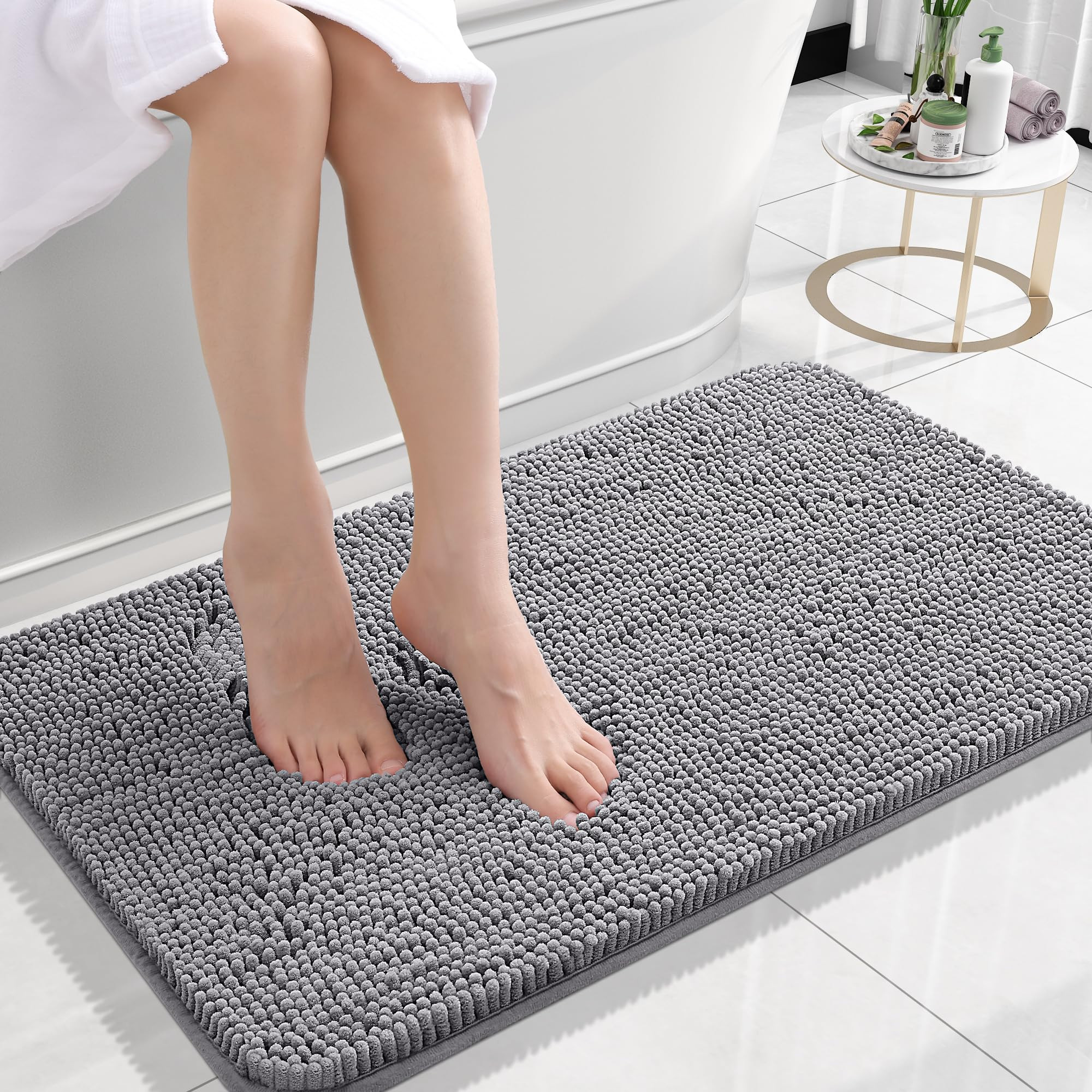 OLANLY Bathroom Rugs 24x16, Extra Soft Absorbent Chenille Bath Rugs, Rubber Backing Quick Dry, Ma... | Amazon (US)