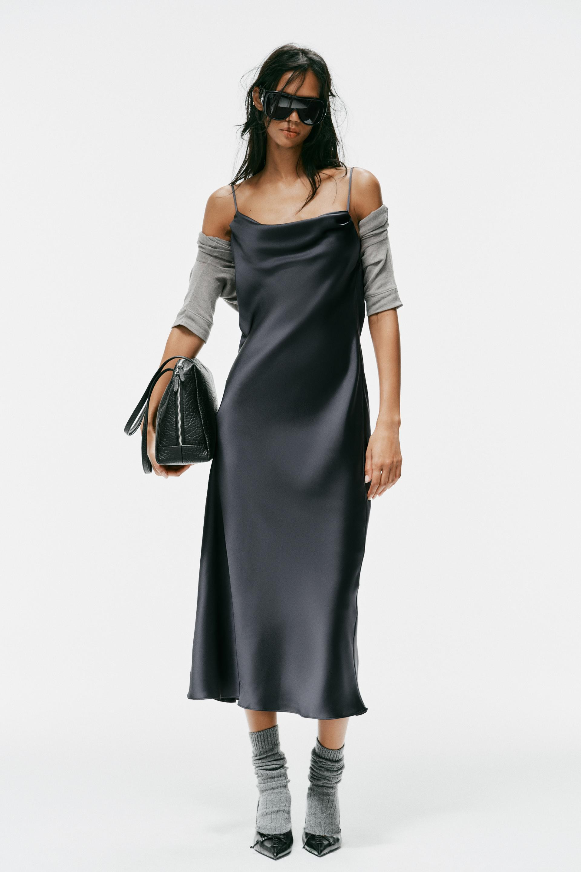 DRAPED SATIN MIDI DRESS | Zara US