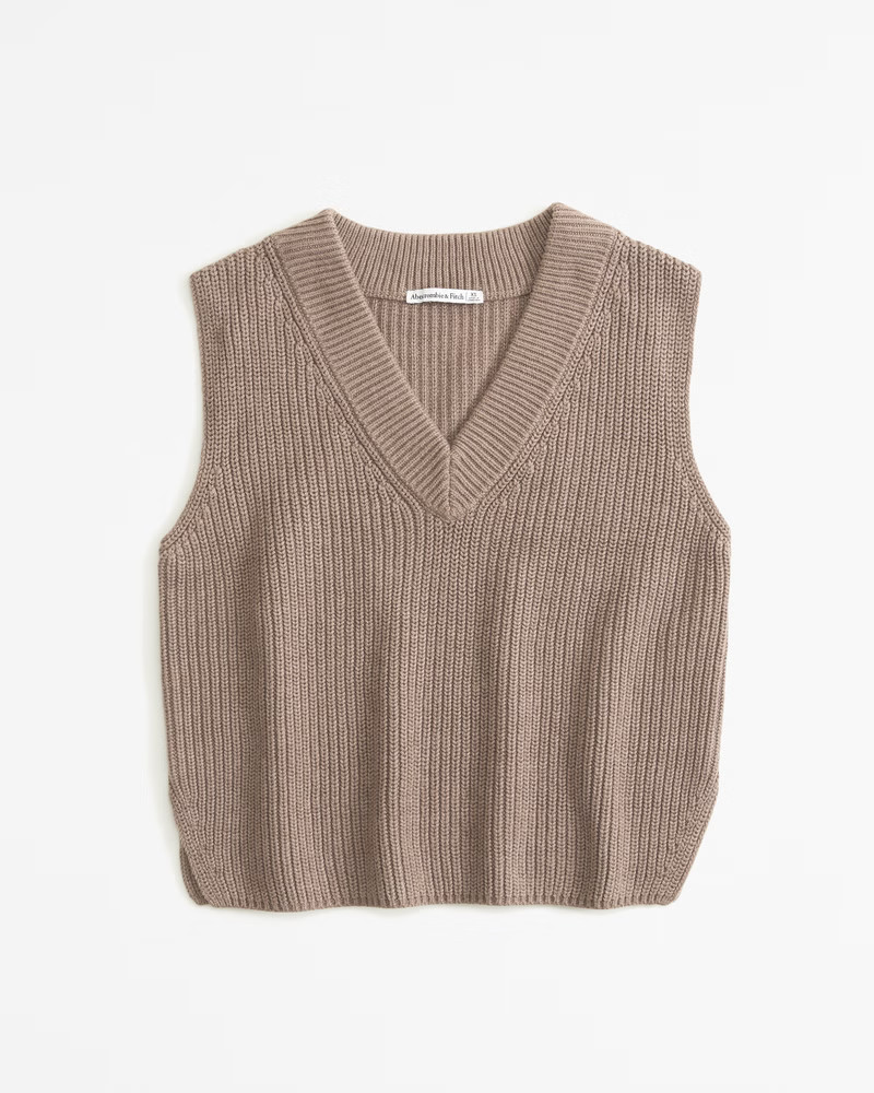 Abercrombie & Fitch Women's V-Neck Sweater Vest in Taupe Gray - Size XXS | Abercrombie & Fitch (US)