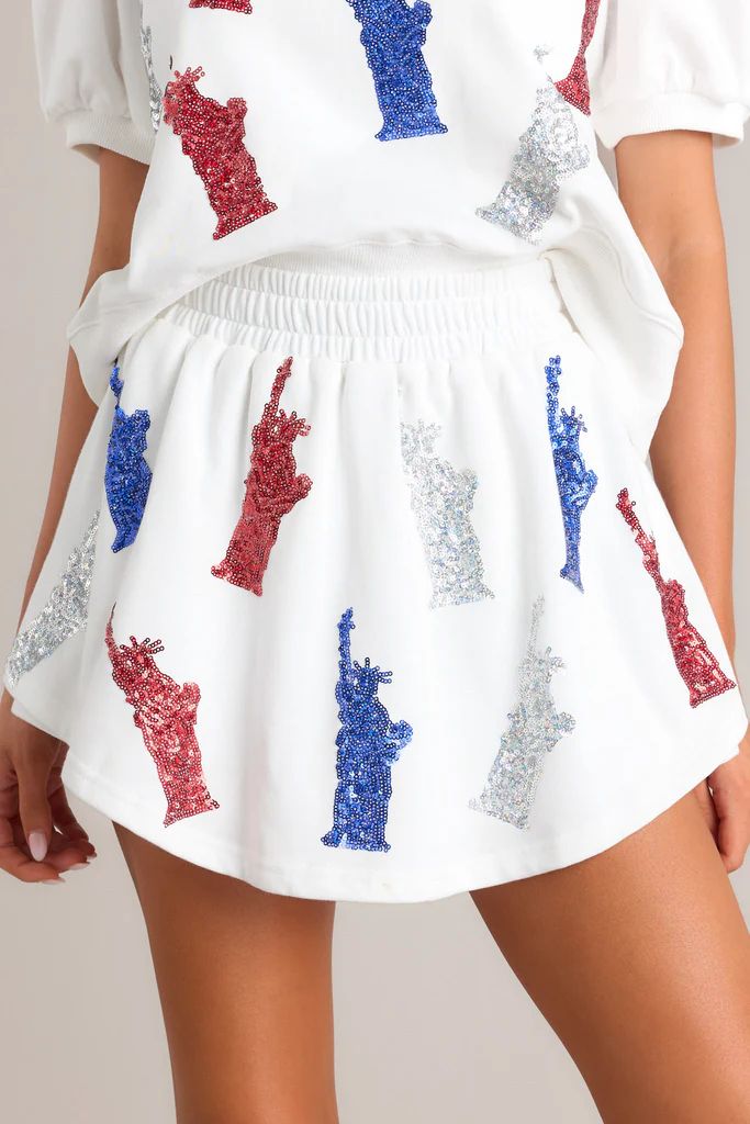 Liberty's Legacy White Sequin Skort | Red Dress