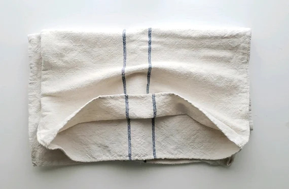 Large Antique Blue Stripe European Grain Sack | Etsy | Etsy (US)