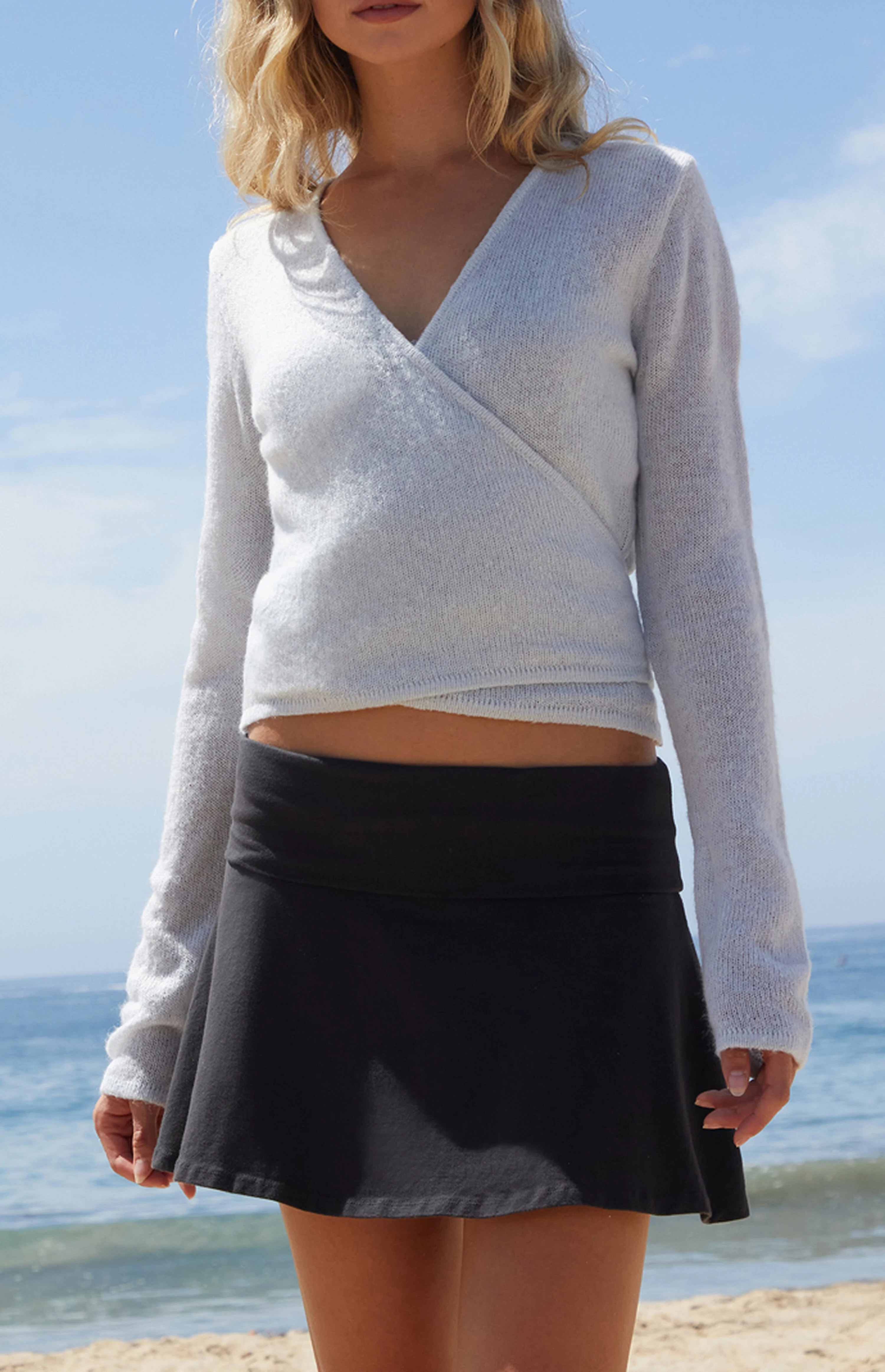 John Galt Light Blue Wrap Sweater | PacSun