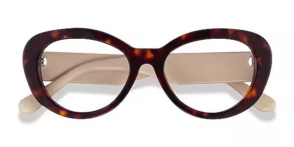 Dahlia Oval Tortoise & Cream Glasses for Women | Eyebuydirect | EyeBuyDirect.com