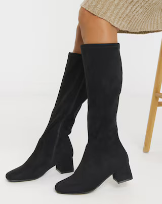 Claudia Low Block Heel Knee High Boots - Wide Fit (E) & Standard/Curvy Calf | Simply Be | Simply Be (UK)