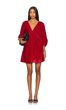 Free People Portia Velvet Mini Dress in Rubies from Revolve.com | Revolve Clothing (Global)