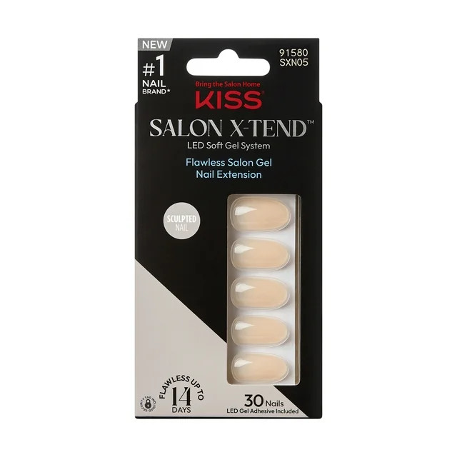 KISS Salon X-tend LED Soft Gel System Color Nails, Solid Beige, Medium Oval, 34 Ct. | Walmart (US)