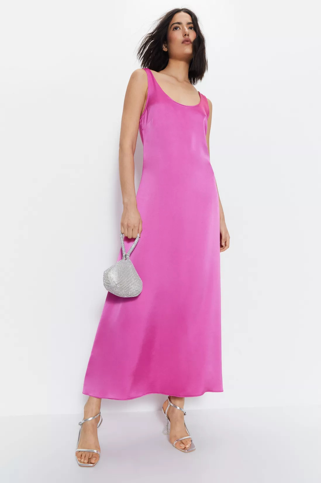 Dresses | Scoop Neck Satin Midi Slip Dress | Warehouse | Warehouse UK & IE