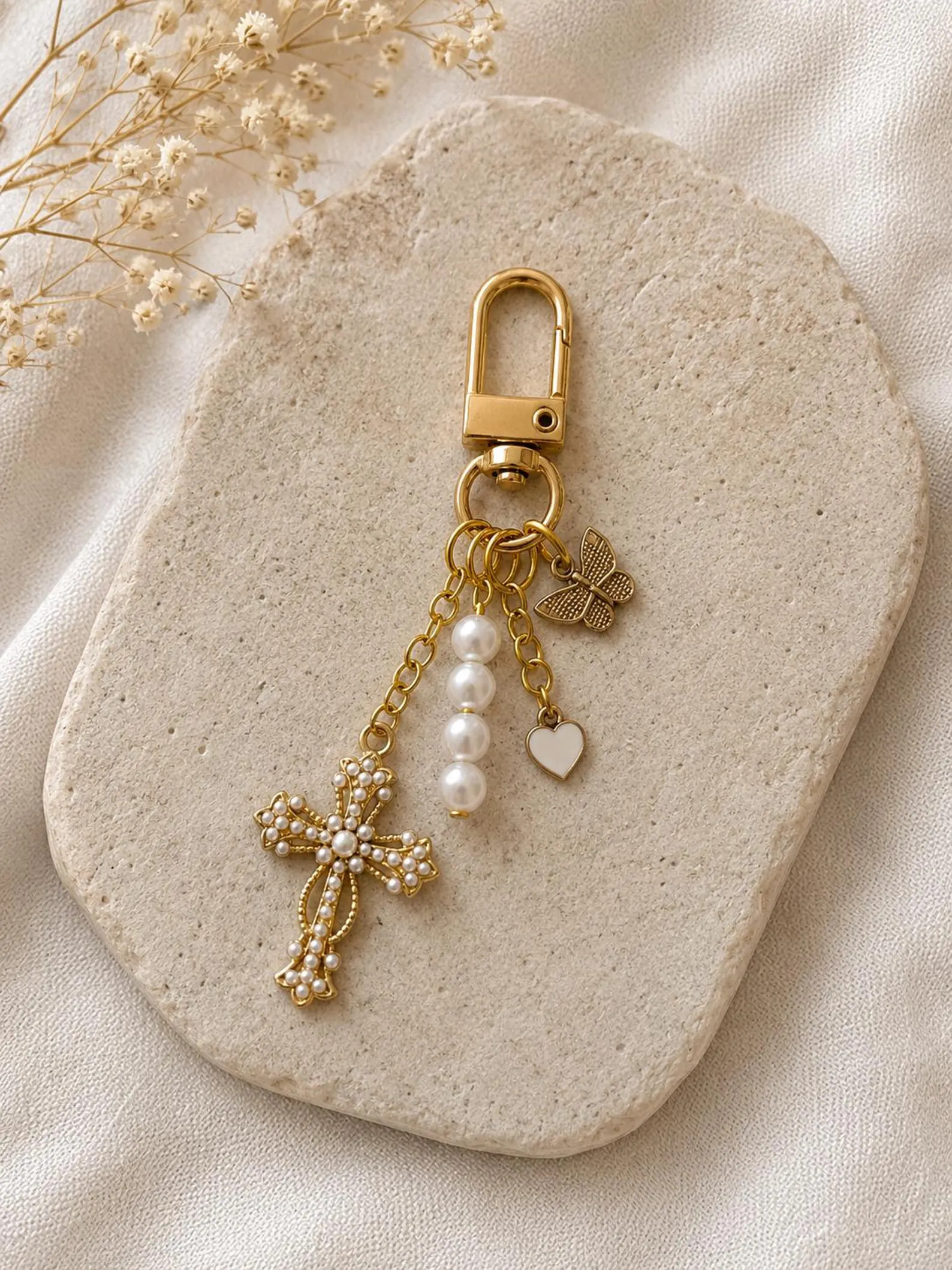 Elegant Pearl Cross Keychain, Gold Charm Keyring, Purse Chain Accessory,  Gift for Her, Christian... | Etsy (Global)