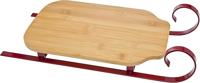 Godinger Silver Art Sleigh Cutting Board, 16", Red & Wood Finish | Amazon (US)
