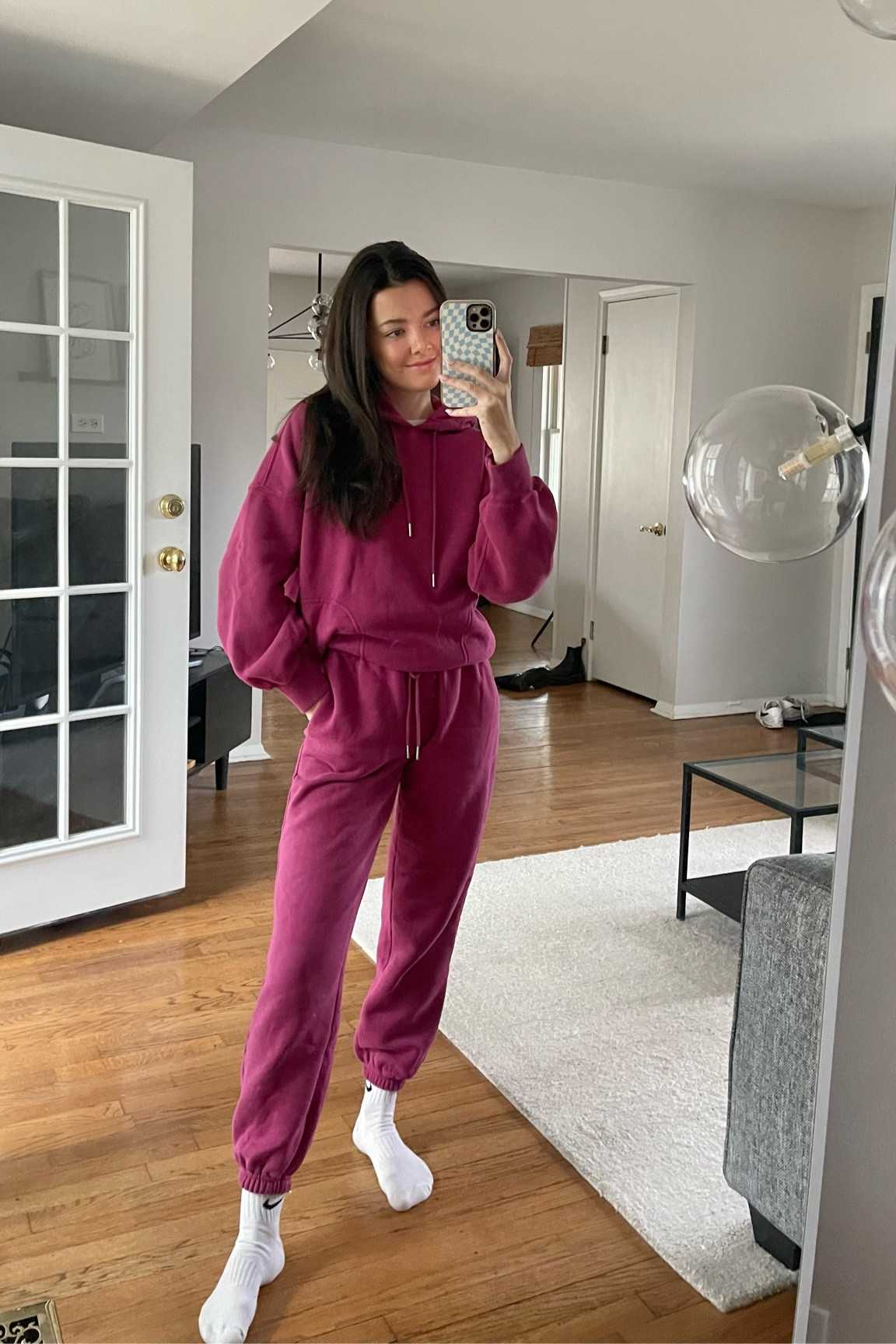 Wearing size S in top and bottoms! Kind of wish I got an XS in both but they are very comfy for lounging! Soft fleece on the inside  

#LTKSeasonal #LTKunder100 #LTKsalealert