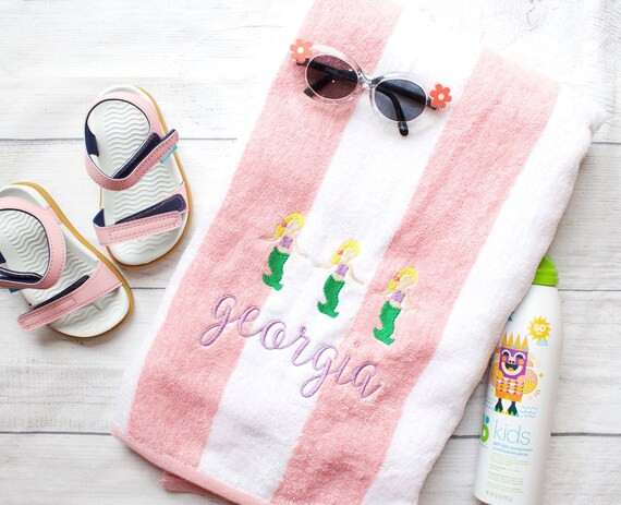 Mermaid Beach Towel Striped Monogram Beach Towel Monogrammed | Etsy | Etsy (US)