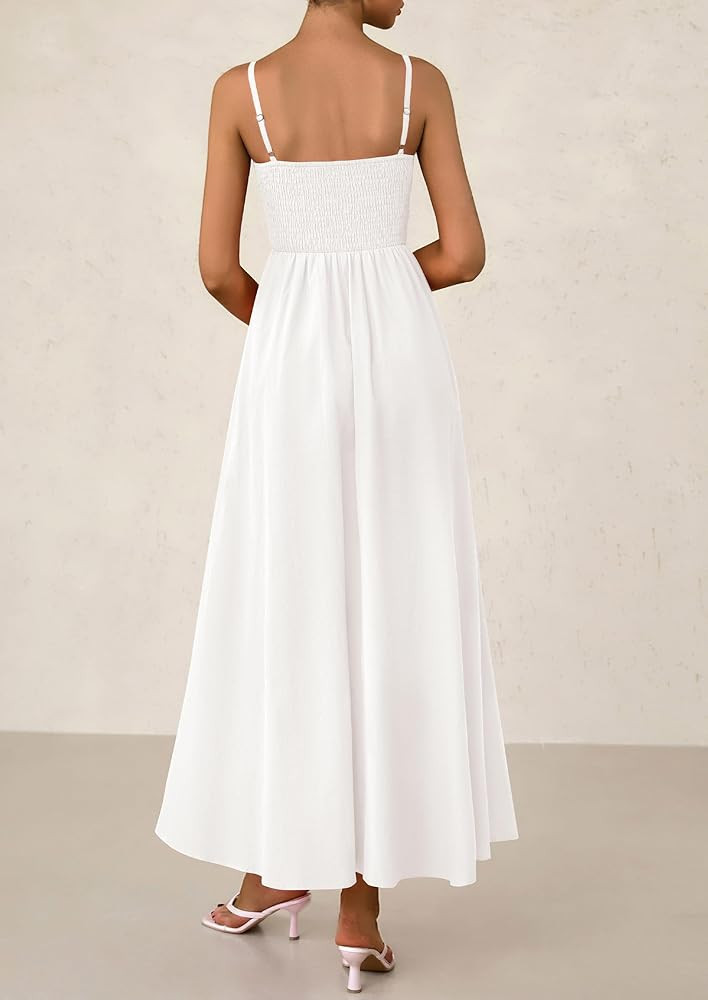 PRETTYGARDEN Women's Smocked Maxi Dresses 2025 Summer Beach Sundress Casual Spaghetti Strap Swing... | Amazon (US)