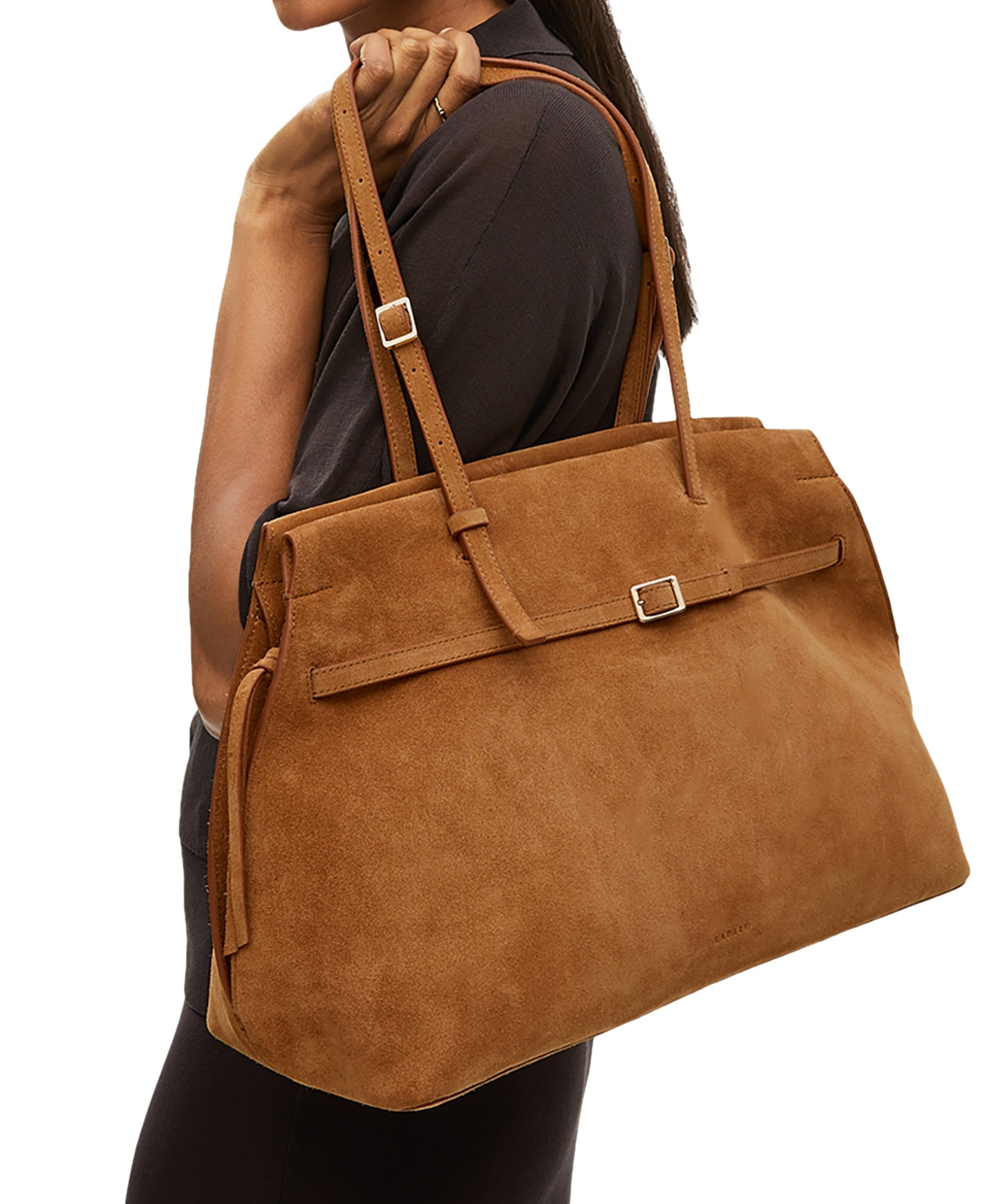 Radley London The Christina Large Suede Zip Top Shoulder Bag - Toffee | Macy's