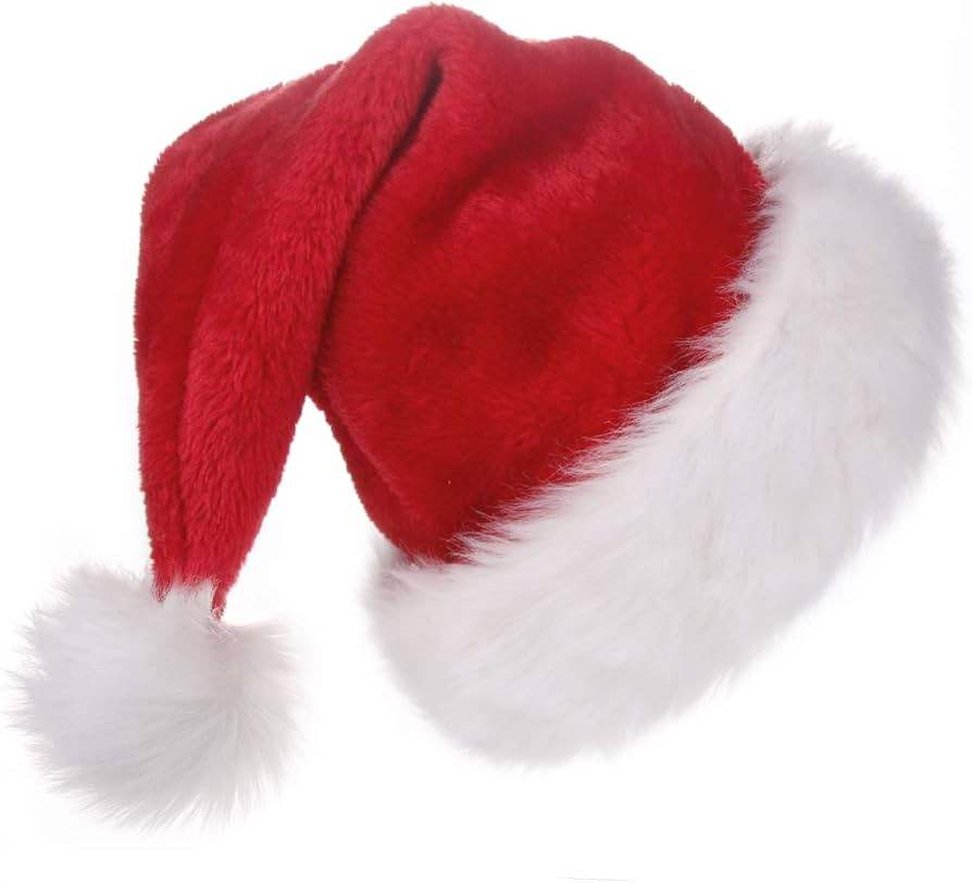 BALORAY Santa Hat for Adults Big Santa Hat Comfort Double Liner Plush Red Velvet | Amazon (US)