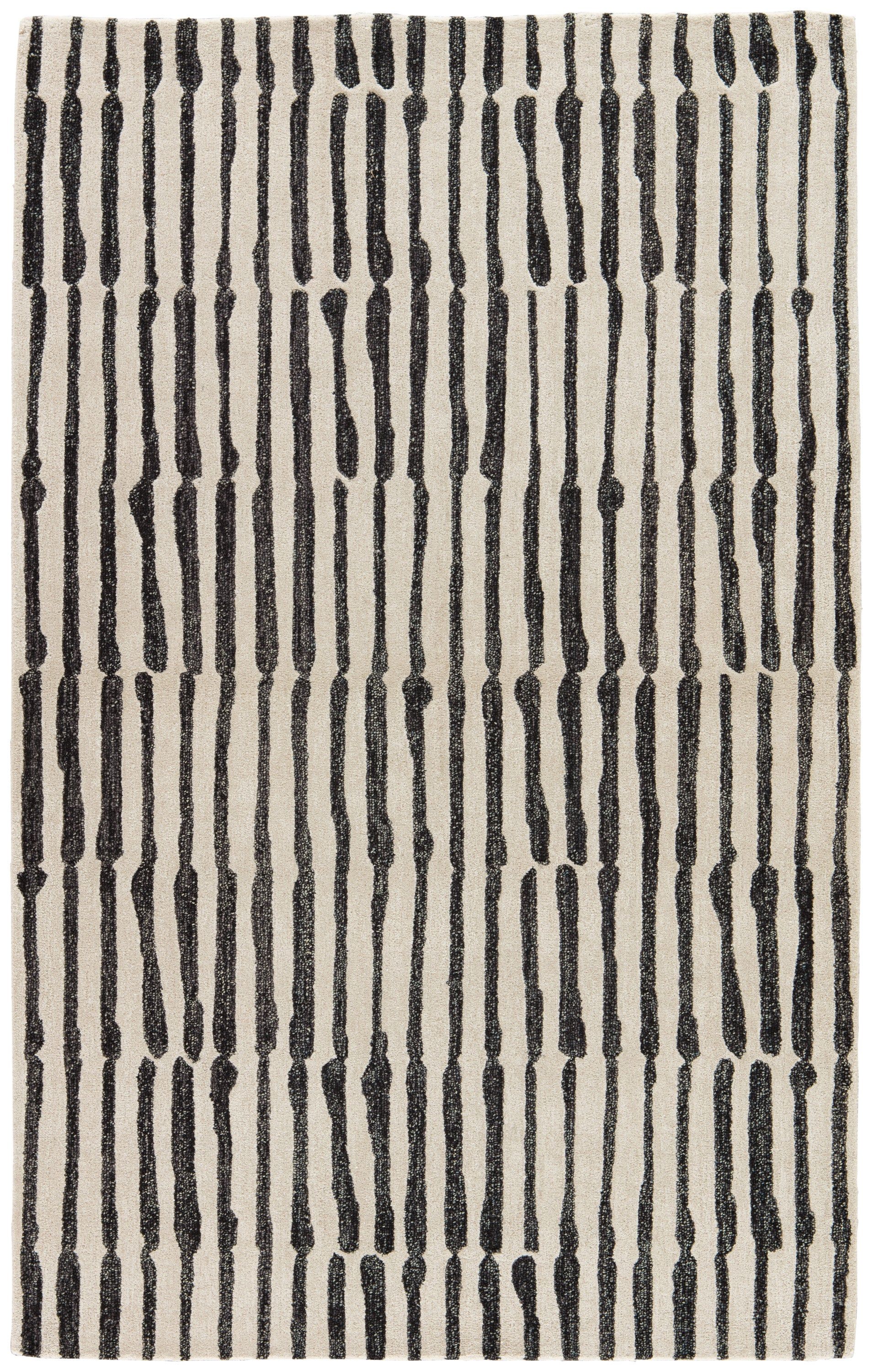 Saville Handmade Abstract White & Black Area Rug | Burke Decor