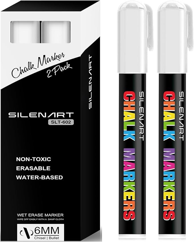 Amazon.com : SILENART White Liquid Chalk Markers - Chalk Markers White - Dry Erase Markers Pen - ... | Amazon (US)