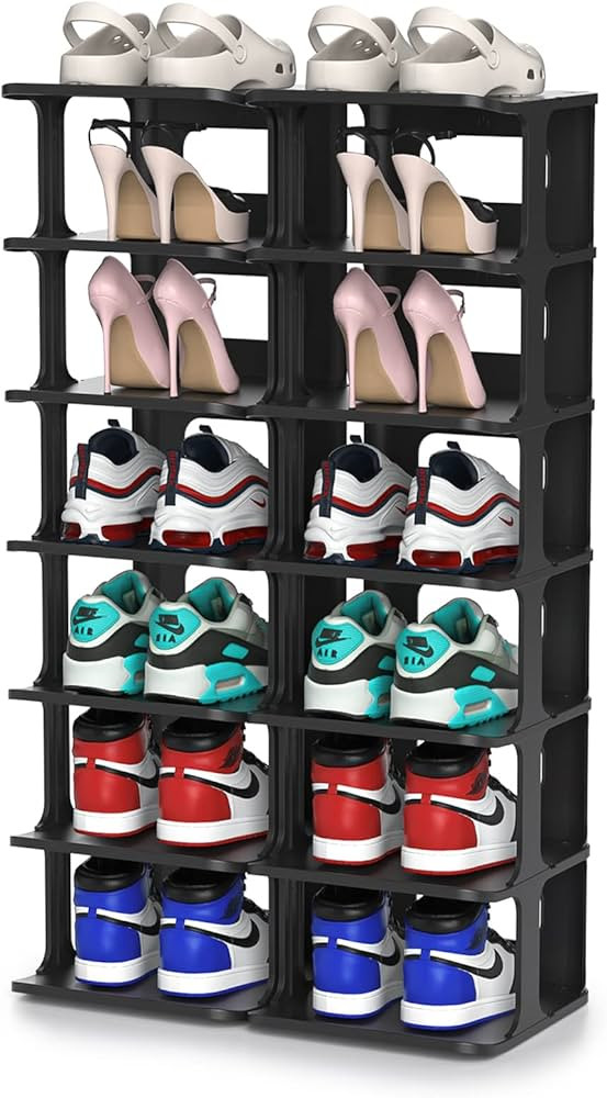 Flexible Combination Shoe Rack for Entryway, Black Shoe Organizer for Closet, Free Standing Small... | Amazon (US)