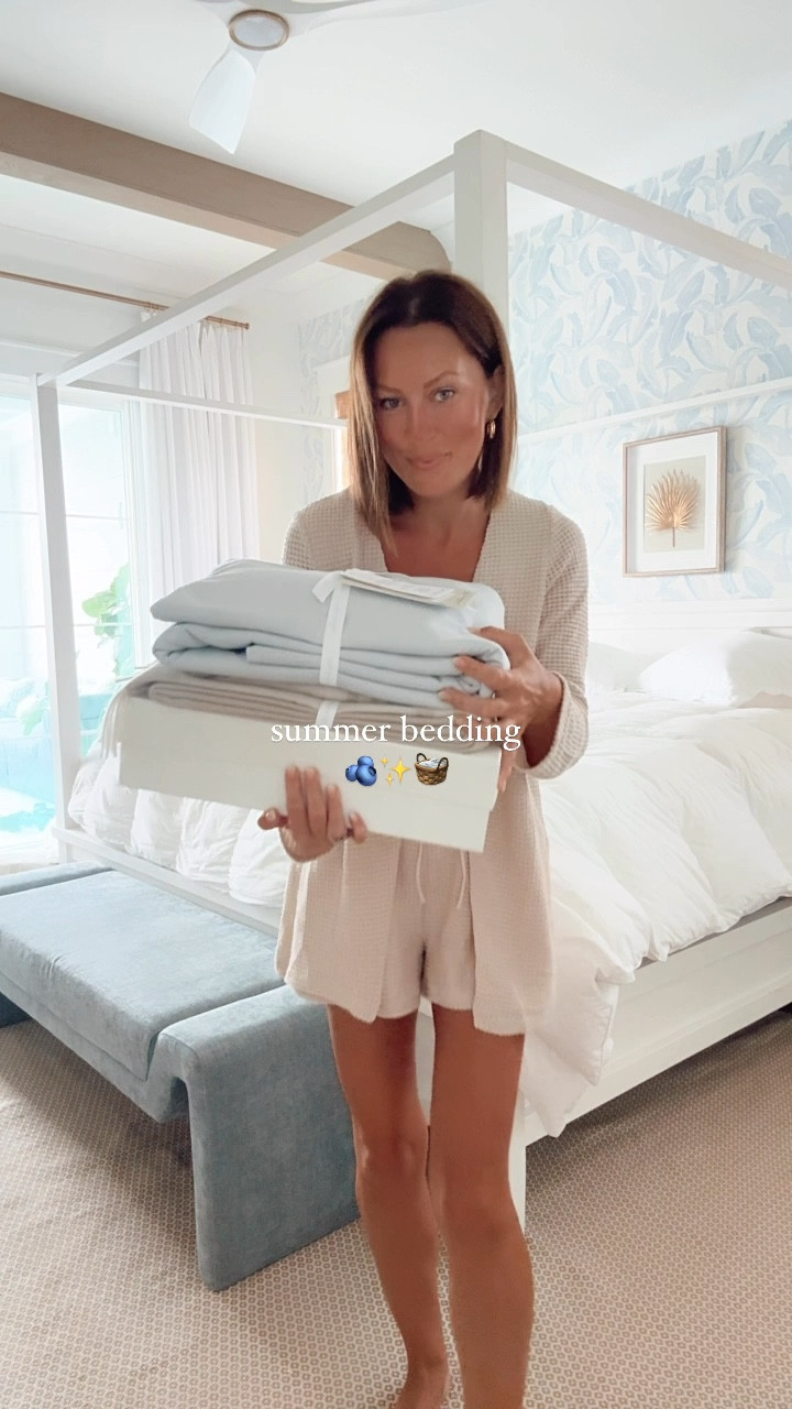 summer bedding 🌤️🫐 | out of all the @bollandbranch bedding I own the vintage washed collection has got to be my absolute favorite! -it’s the perfect summer bedding, it’s airy, light and the softness is top notch 😍 

bedding combo:

signature vintage washed duvet set in sky
signature jacquard monogram sheet set in white
signature hemmed euro shams in white

save + share for bedroom inspo 🫶🏼
#summerbedding #bedding #bedroominspo #bedroomdecor #canopybed #bollandbranch #bedsheets #summerstyle 

#LTKStyleTip #LTKHome #LTKSeasonal