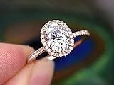 1.50 Ct Oval cut Halo Moissanite Wedding Ring with 18k Gold Plating | Amazon (US)