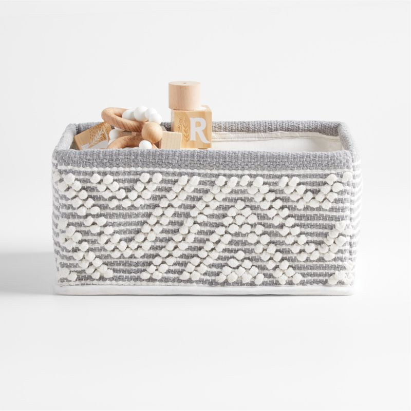 Dottie Grey Macrame Kids Shelf Basket | Crate & Kids | Crate & Barrel