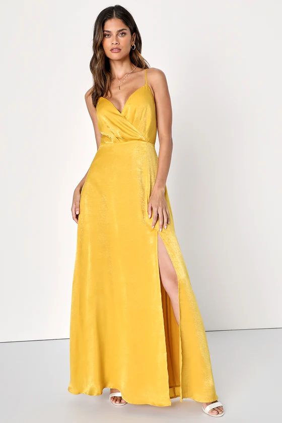 Constantine Yellow Satin Maxi Dress | Lulus (US)