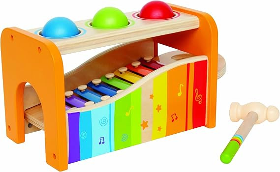 Hape Pound & Tap Bench with Slide Out Xylophone - Award Winning Durable Wooden Musical Pounding T... | Amazon (US)