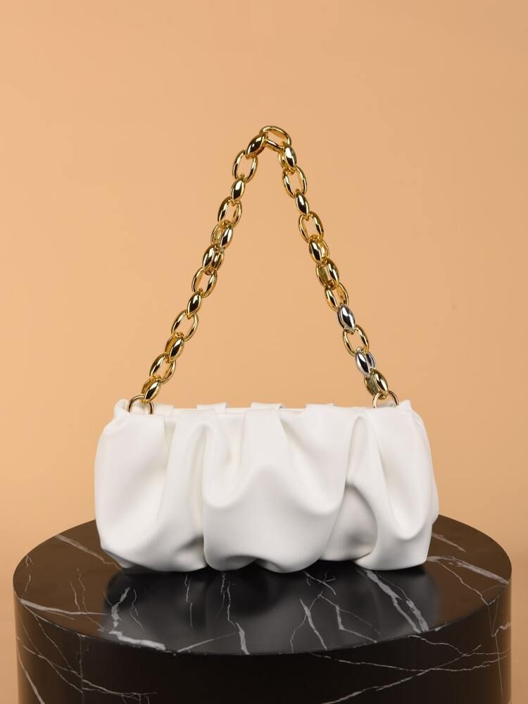 Minimalist Ruched Design Chain Shoulder Bag | SHEIN
