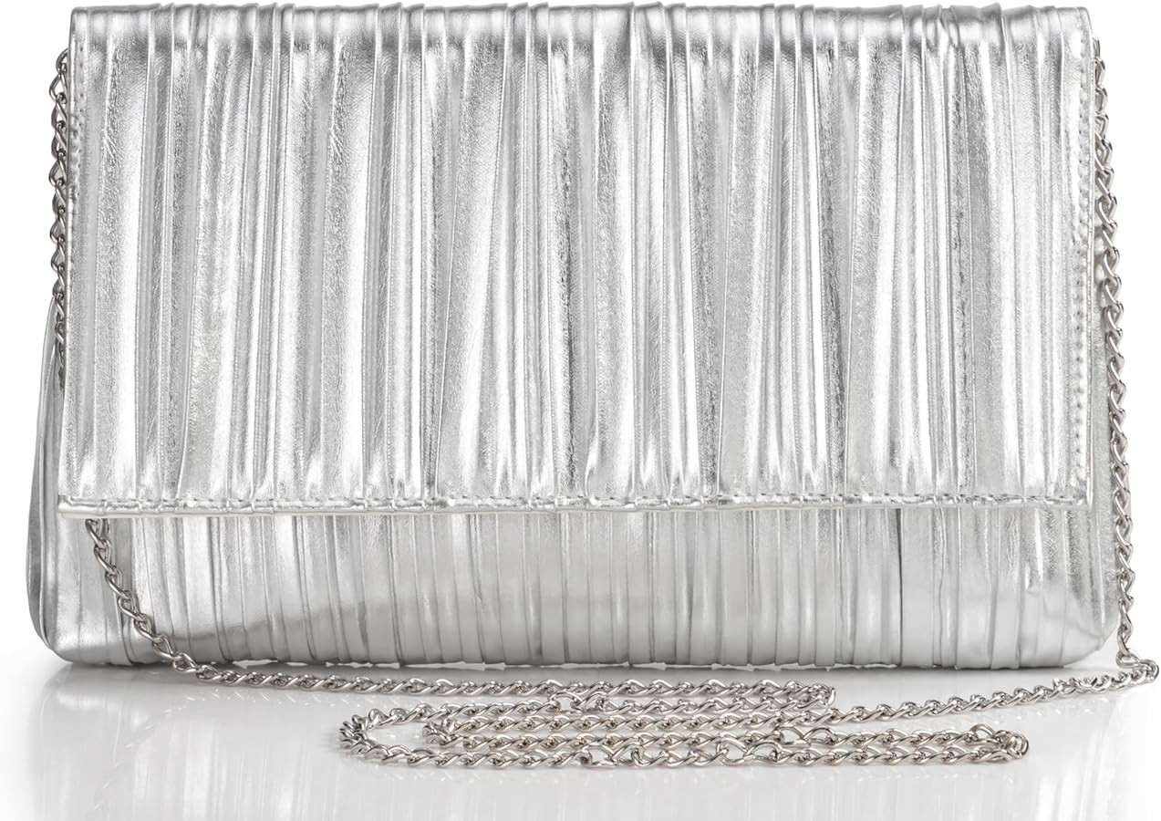 BABEYOND Clutch Purses for Women - Evening Bag Pleated Flap Clutch for Formal Party Cocktail Prom... | Amazon (US)