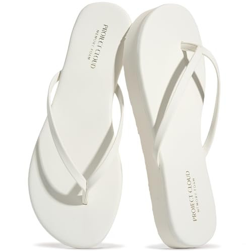 Project Cloud Platform Sandals Women - Memory Foam Insole Flip Flops and Lightweight Womens Sandals - Non-Slip Summer Thong Sandals for Women 2026 (ELEVATION-WHIT-10M) | Amazon (US)