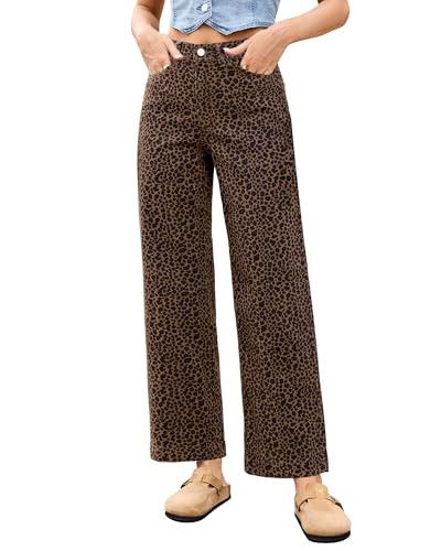LookbookStore Leopard Stretchy Jeans for Women Cowgirl Jeans for Women Spring Outfits Mini Brown Leopard Size Medium Size 8 10 | Amazon (US)