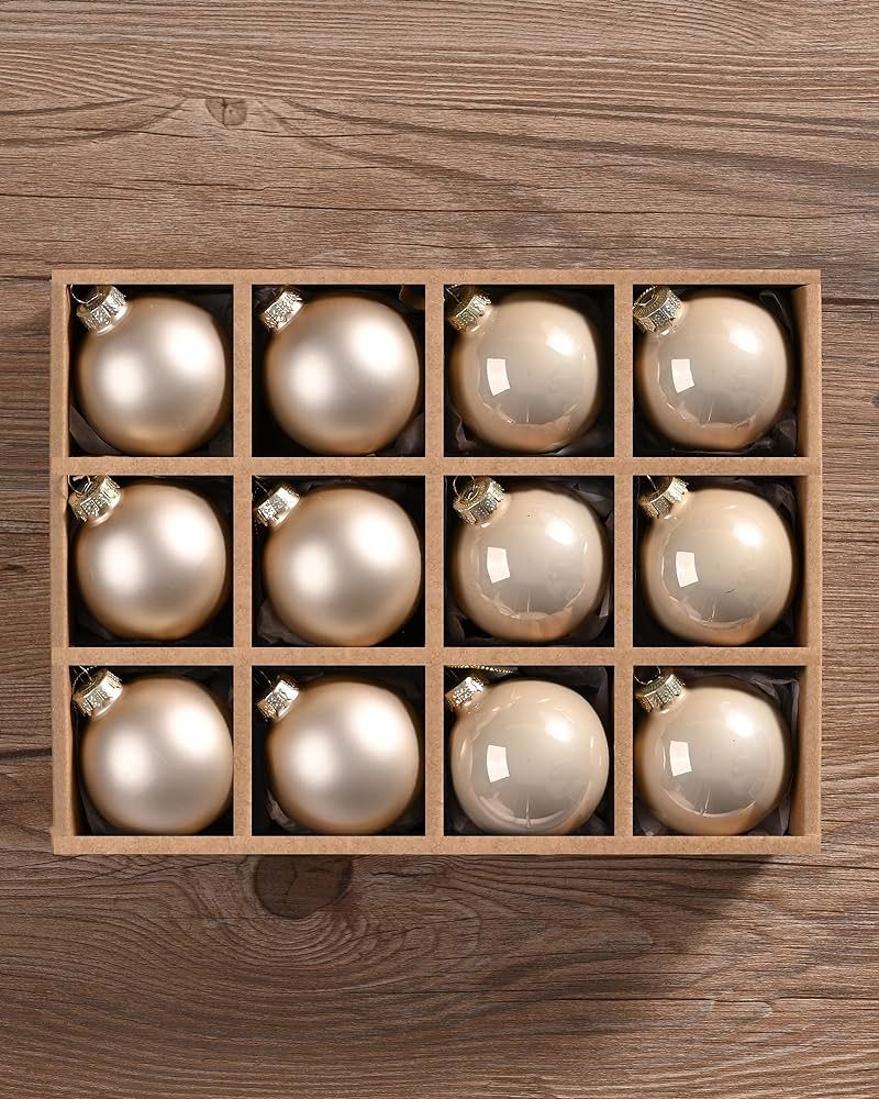 Amazon.com: WDS WONDROUS Glass Christmas Hanging Ball Ornaments, Set of 12 Decorative Balls for X... | Amazon (US)