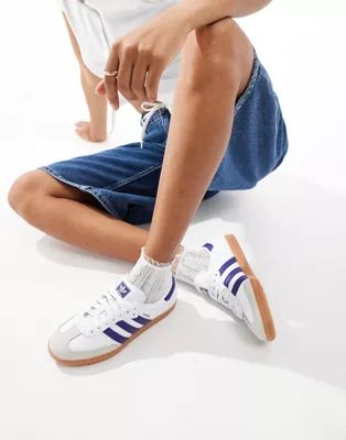 adidas Originals Samba OG trainers in white and purple | ASOS (Global)